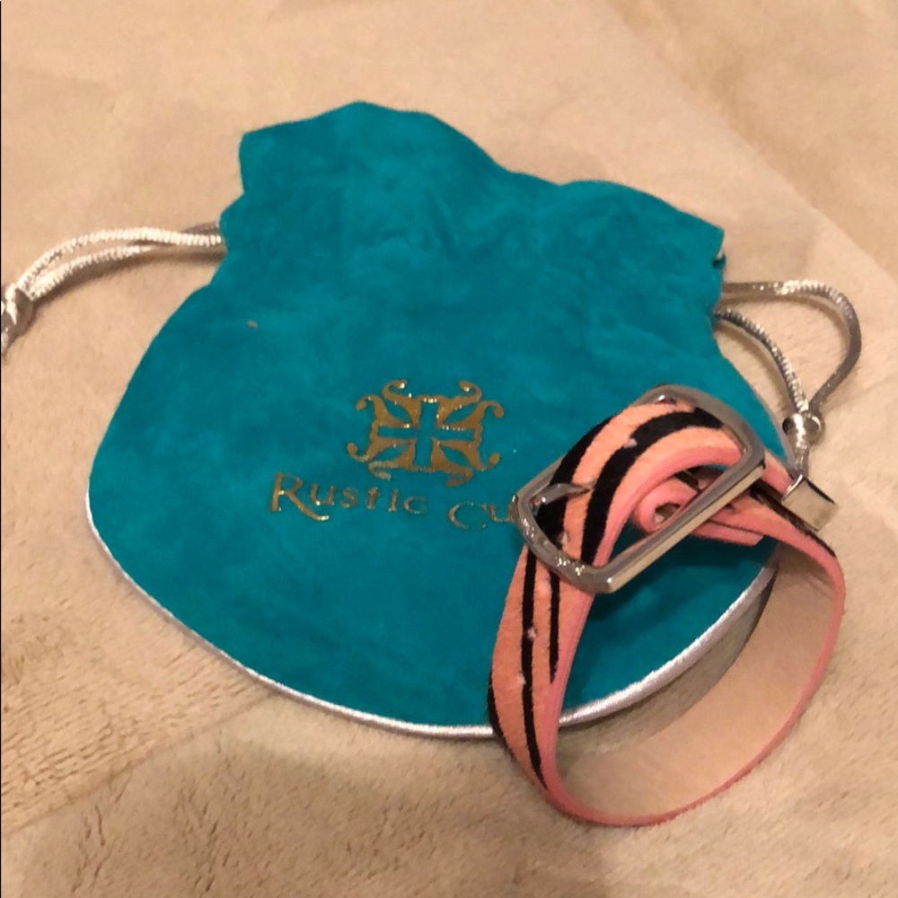 Rustic Cuff Kacy Calfskin pink zebra bracelet